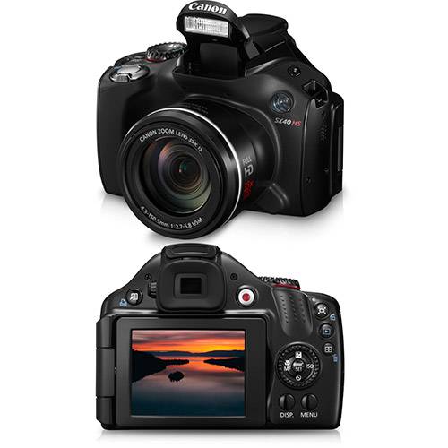 Câmera Digital Canon PowerShot SX40 HS 12.1 MP C/ 35x Zoom Óptico Preta