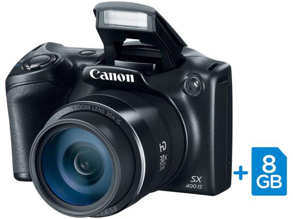 Tudo sobre 'Câmera Digital Canon PowerShot SX400IS 16MP - Semiprofissional Visor 3 Cartão 8GB'
