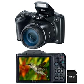 Câmera Digital Canon Powershot SX400IS Preta – 16.0MP, LCD 3.0”, Zoom Óptico de 30x, Estabilizador Inteligente, Lente 24mm e Vídeo HD + Cartão de 8GB