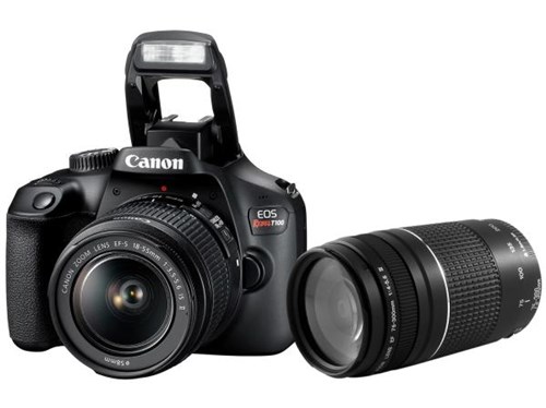 Tudo sobre 'Câmera Digital Canon Semiprofissional - EOS Rebel T100 + Lente Zoom Telefoto 75-300mm'