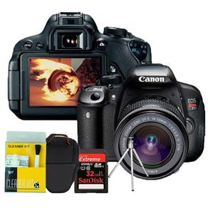 Câmera Digital Canon T5i Lente 18-55mm / Cartão de Memória 32gb (C10) / Bolsa / Tripe e Kit Limpeza