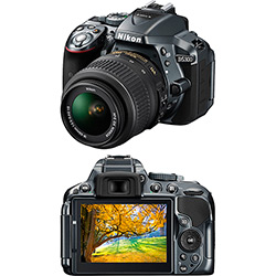 Câmera Digital DSLR Nikon D5300 Sensor CMOS DX 24.2MP 18-55mm Cinza