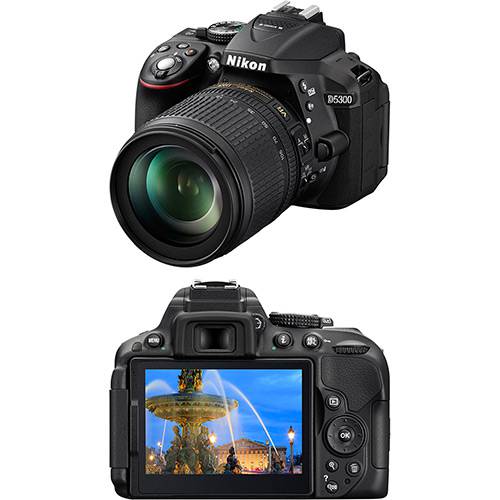 Câmera Digital DSLR Nikon D5300 Sensor CMOS DX 24.2MP 18-55mm Preta