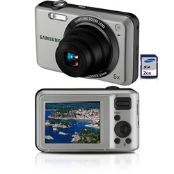 Câmera Digital ES68 (12.2MP) Prata C/ 5x de Zoom Óptico, LCD de 2.5", Estabilizador de Imagem + Cartão SD 2GB - Samsung