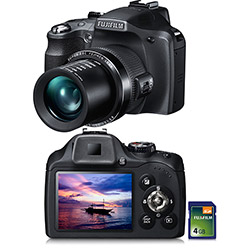 Câmera Digital Fuji Finepix SL300 14MP C/ 30x Zoom Óptico Cartão SD 4GB Preta