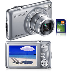Câmera Digital Fuji Finepix JX425 16 MP C/ 5x Zoom Óptico Cartão SD 4GB Prata