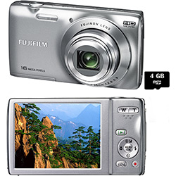 Câmera Digital Fuji Finepix JZ250 16 MP C/ 8x Zoom Óptico Cartão SD 4GB Prata