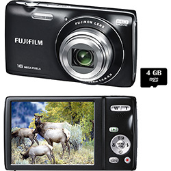 Câmera Digital Finepix JZ250 (16 MP) Preta C/ 8x Zoom Óptico, Filma em HD, LCD de 3.0", Lentes Fujinon e Bateria Recarregável + Cartão SD 4GB - Fuji