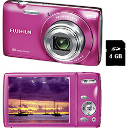 Câmera Digital Fuji Finepix JZ250 16 MP C/ 8x Zoom Óptico Cartão SD 4GB Rosa