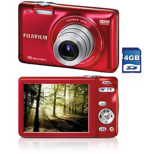 Tudo sobre 'Câmera Digital Fuji JX580 16MP C/ 5x de Zoom Óptico Cartão SD 4GB - Vermelha'