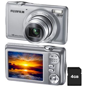 Câmera Digital Fujifilm FinePix JX425 Prata C/ LCD 2,7”, 16MP, Zoom Óptico 5x, Estabilizador, Detector de Face, Foto Panorâmica e Cartão de 4GB