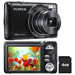 Câmera Digital Fujifilm FinePix JX425 Preta C/ LCD 2,7”, 16MP, Zoom Óptico 5x, Estabilizador, Detector de Face e Foto Panorâmica + Cartão de 4GB