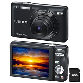 Câmera Digital Fujifilm Finepix JX580 Preta com LCD 3.0", 16MP, Zoom Óptico 5x, Vídeo em HD, Detector de Face e Sorriso + Cartão de 4GB