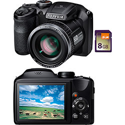 Câmera Digital FUJIFILM FinePix S4800 Preta16MP 30x Zoom Óptico (24-720mm) Inclui Cartão 8GB - Preta