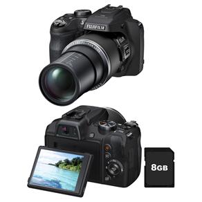 Câmera Digital FujiFilm Finepix SL1000 Preta 16MP, LCD 3.0" Variável, Zoom 50x, Videos Full HD, Fotos 3D e Panorâmicas, Disparo Contínuo + Cartão 8GB