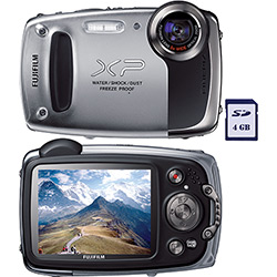 Câmera Digital Fujifilm Finepix XP50 14MP Zoom 5X Cartão de Memória 4GB Prata