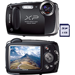 Câmera Digital Fujifilm Finepix XP50 14MP Zoom 5X Cartão de Memória 4GB Preto