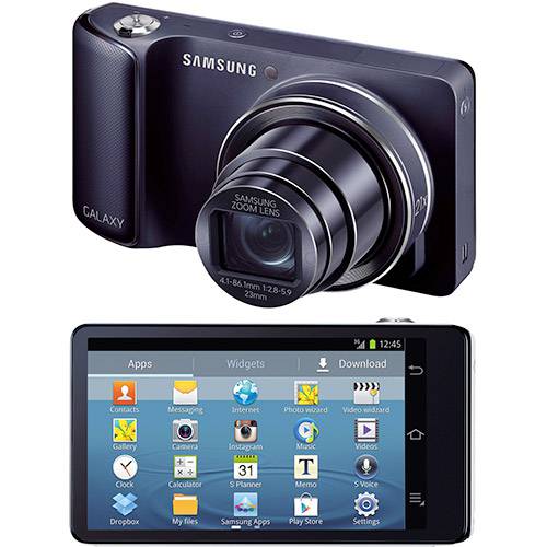 Câmera Digital Full HD 3G Samsung Galaxy 16MP Zoom 21x Preta