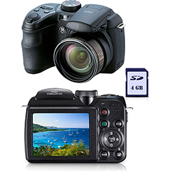 Câmera Digital GE X 400 14.1MP C/ 15x Zoom Óptico Cartão SD 4GB Preta