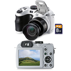 Câmera Digital GE X 550 16MP C/ 15x Zoom Óptico Cartão SD 8GB Branca