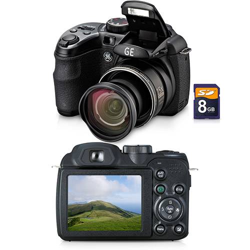Câmera Digital GE X 550 16MP C/ 15x Zoom Óptico Cartão SD 8GB Preta