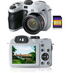 Câmera Digital GE X500 16MP C/ 15x Zoom Óptico Cartão SD 4GB - Branca