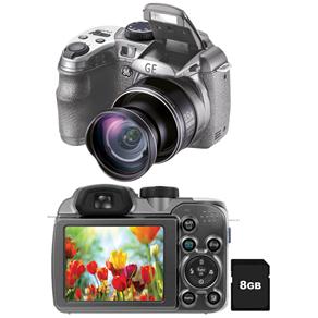 Câmera Digital GE X550 Titânio com 16.07MP, Zoom Óptico 15X, LCD 2.7", Detector de Face, Detector de Sorriso, Estabilizador de Imagem + Cartão de 8GB