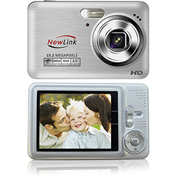 Câmera Digital HD NewLink Platinum 15.2MP C/ 4x de Zoom Prata