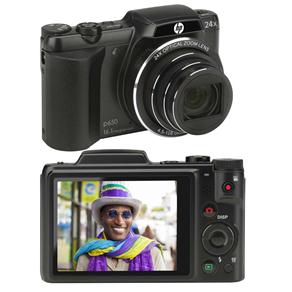 Câmera Digital HP P650 Preta - 16.1MP, LCD 3”, Zoom Óptico 24x, com Reconhecimento de Face e Vídeo HD