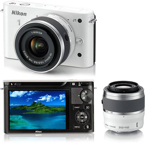 Tudo sobre 'Câmera Digital Nikon 1 J1 10.1MP C/ Lente Intercambiável de 10-30mm Branca'