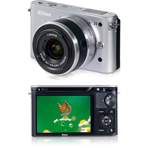 Câmera Digital Nikon 1 J1 10.1MP C/ Lente Intercambiável de 10-30mm Prata