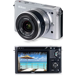 Câmera Digital Nikon 1 J1 10.1MP C/ Lente Intercambiável de 10-30mm Prata