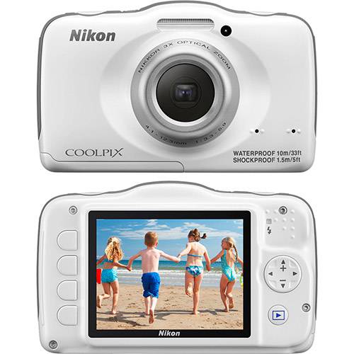 Tudo sobre 'Câmera Digital Nikon Coolpix S32 13.2 MP Zoom Óptico 3x à Prova D'água e Choque Branca'