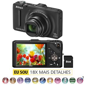 Tudo sobre 'Câmera Digital Nikon Coolpix S9300 Preta C/ LCD 3.0”, 16MP, Zoom Óptico 18x, GPS, Vídeo Full HD, Foto 3D e Panorama + Cartão de 8GB'