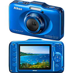 Câmera Digital Nikon S31 à Prova D'água 10.1MP Zoom Óptico 3x - Azul