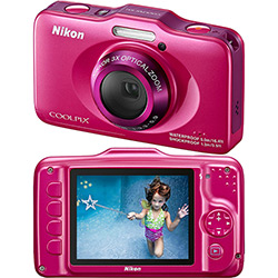Câmera Digital Nikon S31 à Prova D'água 10.1MP Zoom Óptico 3x - Rosa