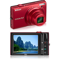 Câmera Digital Nikon S6100 16MP 7x Zoom Óptico Vermelha