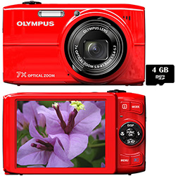 Câmera Digital Olympus C-620 14MP C/ 7x de Zoom Óptico Cartão SD 4GB Vermelha