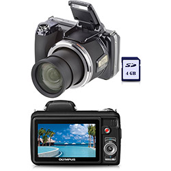 Câmera Digital Olympus SP810 14MP 36x Zoom Óptico Cartão SD 4GB Preta