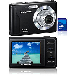 Câmera Digital Olympus T-110 12MP C/ 3x Zoom Óptico Cartão SD 4GB Preta