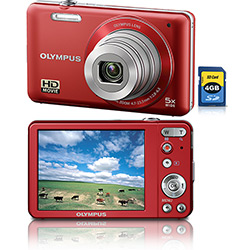 Câmera Digital Olympus VG120 14 MP C/ 5 X Zoom Óptico Cartão SD 4GB ¿Vermelha