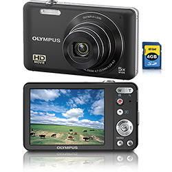 Câmera Digital Olympus VG120 14MP C/ 5 X Zoom Óptico Cartão SD 4GB Preta