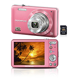 Câmera Digital Olympus VG120 14MP C/ 5 X Zoom Óptico Cartão SD 4GB Rosa
