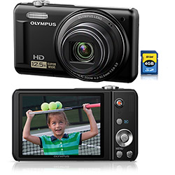 Câmera Digital Olympus VR320 14MP C/ 12x de Zoom Óptico Cartão SD 4GB Preta