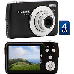 Câmera Digital Polaroid IS529 16MP C/ 5x Zoom Óptico Cartão SD de 4GB Preta
