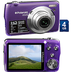 Câmera Digital Polaroid IS529 16MP C/ 5x Zoom Óptico Cartão SD de 4GB Roxa