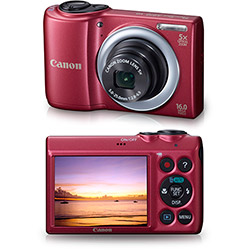 Câmera Digital Canon PowerShot A810 16 MP C/ 5x Zoom Óptico Vermelha