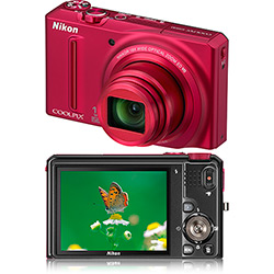 Câmera Digital S9100 Red C/ 18x Zoom Óptico e LCD Touch 3´´ - Nikon