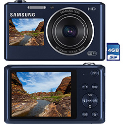 Câmera Digital Samsung DV150 Smart 16.1MP Foto Panorâmica Grava em HD Wi-Fi Preta 5x Zoom Óptico Cartão de Memória 4GB
