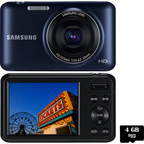 Câmera Digital Samsung ES95 Preta 16.1MP Zoom 5x Cartão 4GB